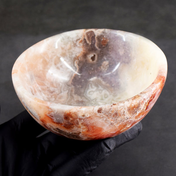 Elegant 1065.00 Carats Genuine Crazy Lace Agate Hand Carved Crystal Gemstone Carving Big Bowl