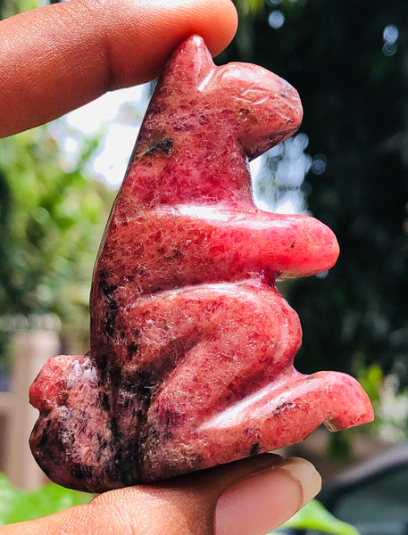 Exclusive 403.00 Cts Genuine Rhodonite Hand Carved Kangaroo Gemstone Carving 2026  Collection