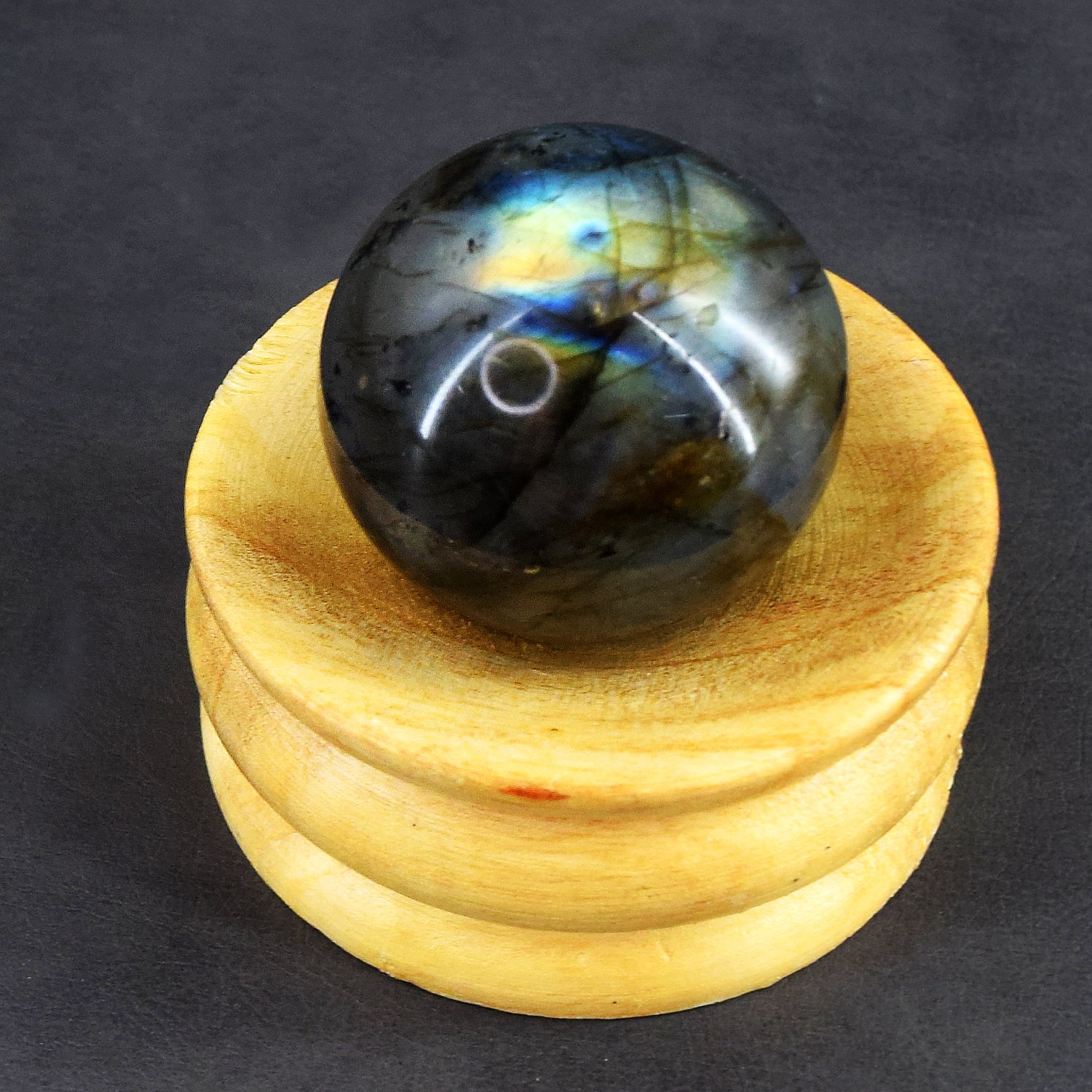 Exclusive 333.00 Cts Genuine Golden & Blue Flash Labradorite Crystal Specimen Premium Healing Sphere