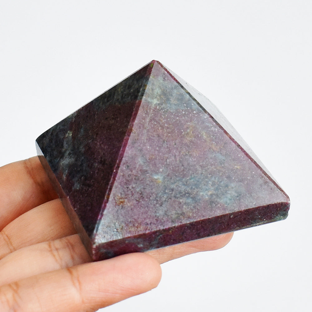 925.00 Cts  Genuine  Ruby In Kyanite  Hand Carved  Healing Crystal Gemstone  Pyramid