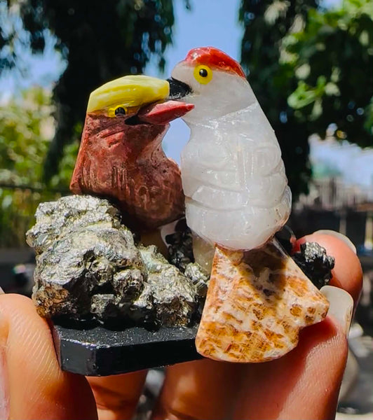 Amazing 269.00 Cts Genuine Mini Chalcedony & Mookaite Carved Love Bird  2026  Collection
