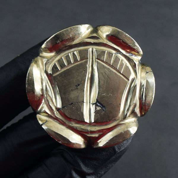 Most Brilliant 510.00 Cts Genuine Pyrite Hand Carved Premium Good Luck Laxmi Feet Crystal Gemstone