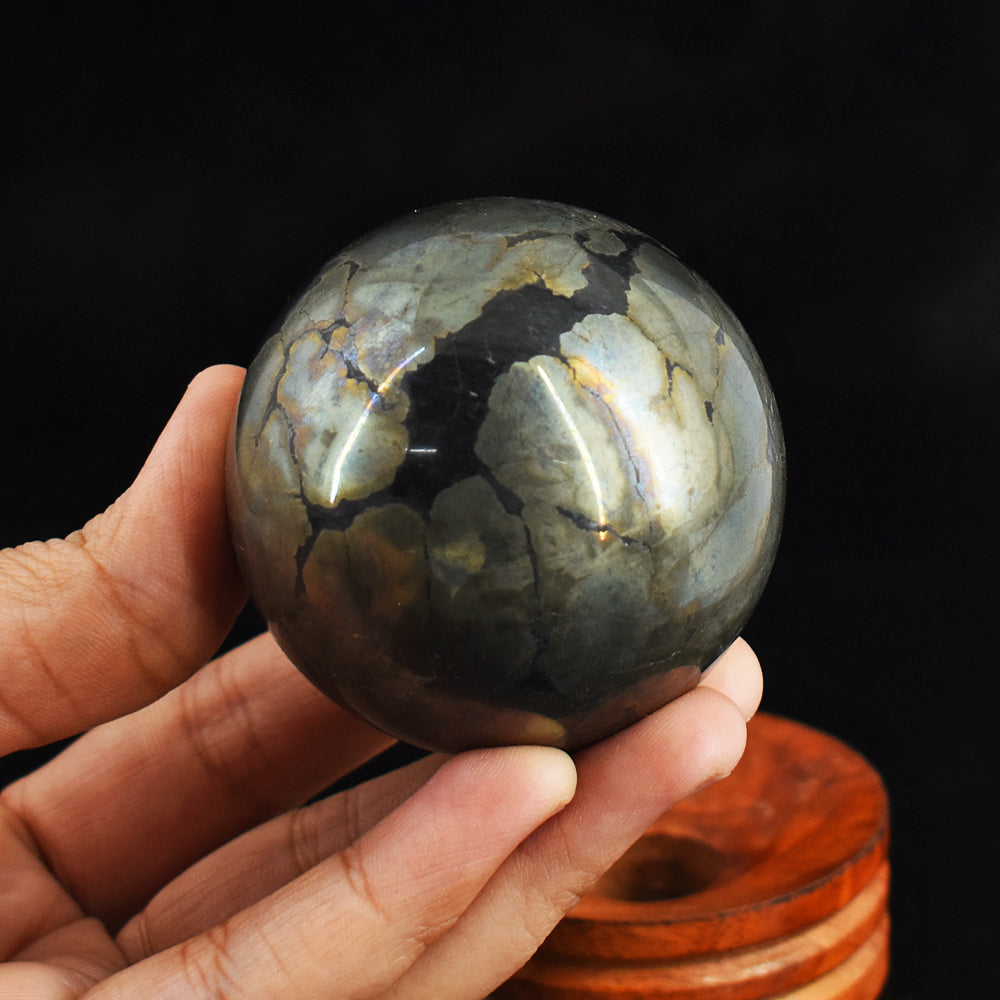 Amazing 2009.00 Cts  Golden Pyrite Round Carved Reiki Healing Sphere