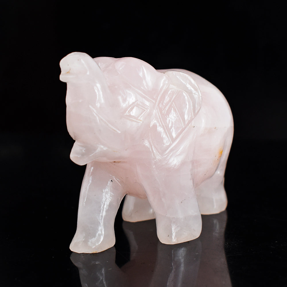 Natural 1237.00 Cts Pink Rose  Quartz   Hand Carved  Genuine Crystal Gemstone Carving Elephant