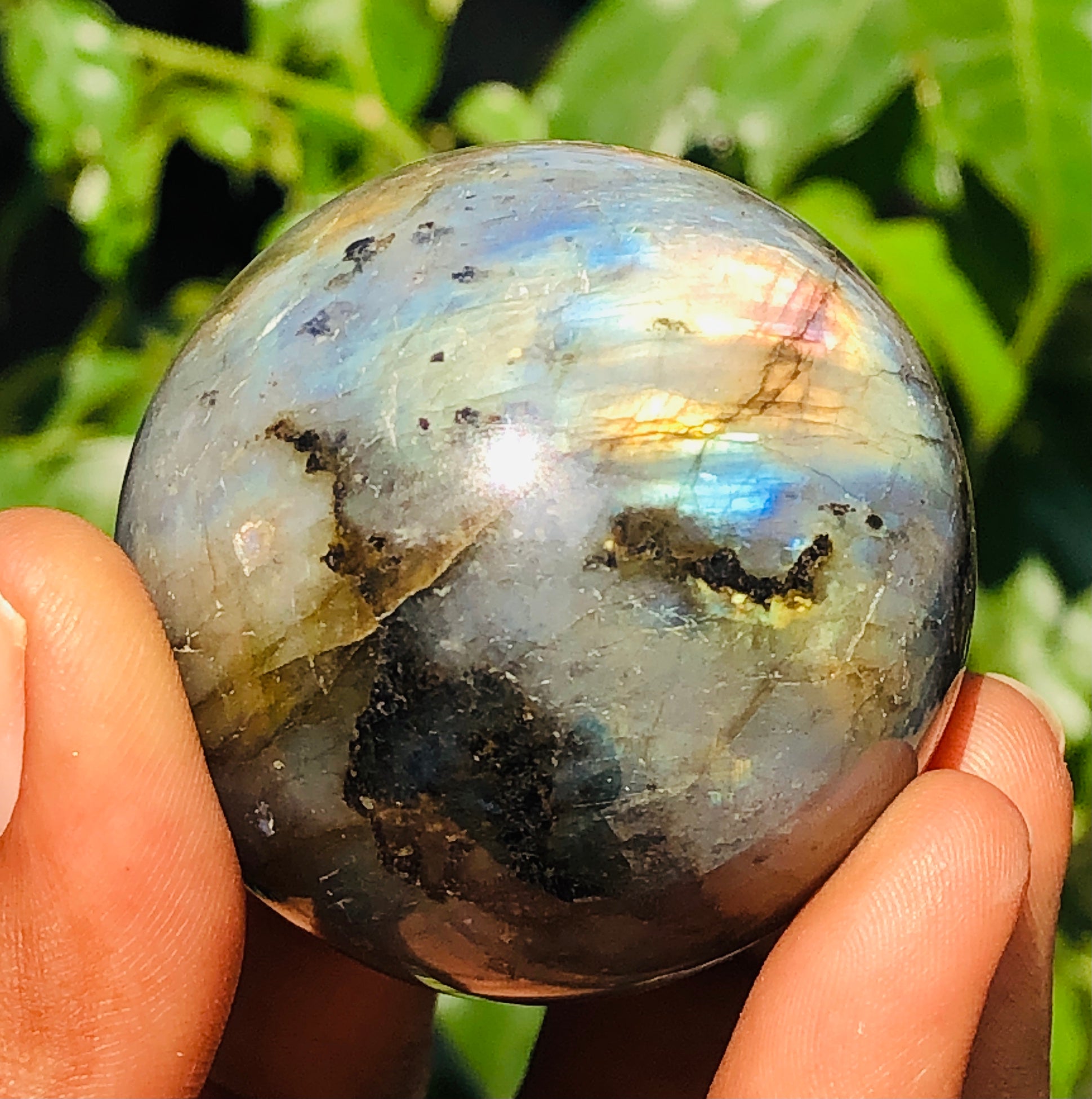 Exclusive 593.00 Cts Genuine Amazing Flash Labradorite Healing Ball Premium Sphere