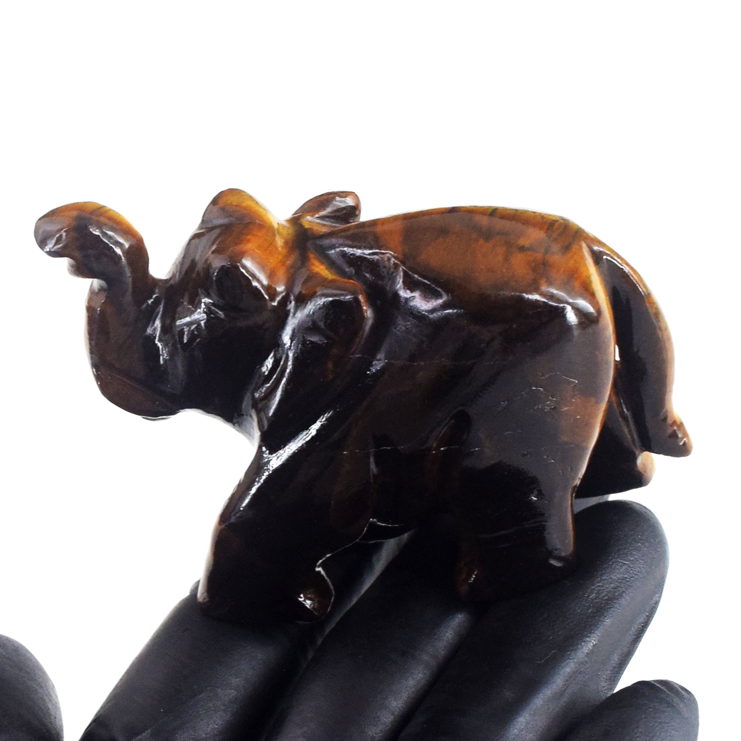 Exclusive 586.00 Cts Genuine Golden Tiger Eye Carved Premium Crystal Elephant