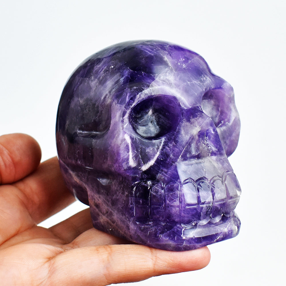 Beautiful 2191.00 Carats  Genuine Purple Amethyst Hand Carved Crystal Skull  Gemstone  Carving