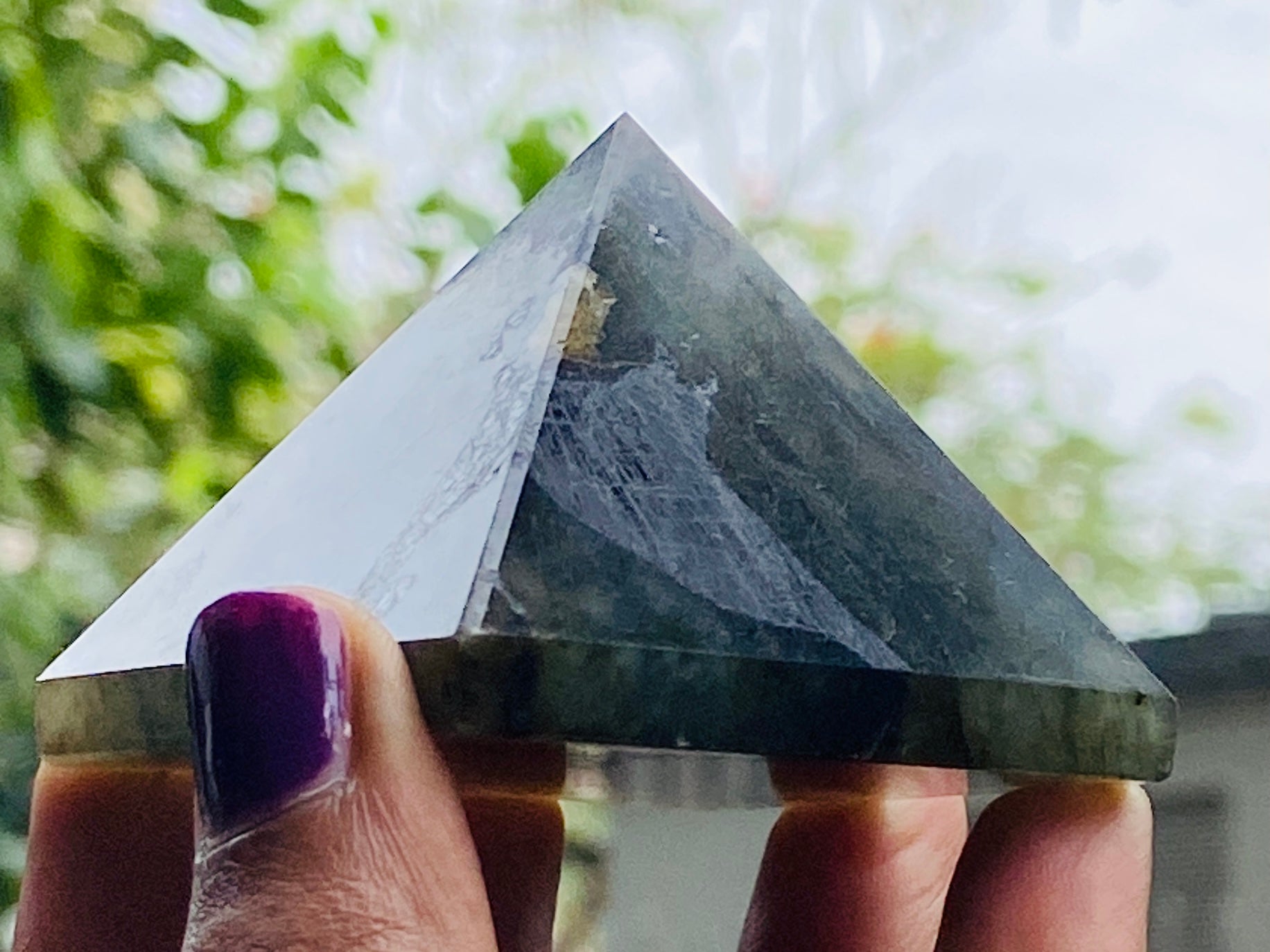 Lovely 568.00 Cts Genuine Labradorite Crystal Specimen Healing Divine Pyramid