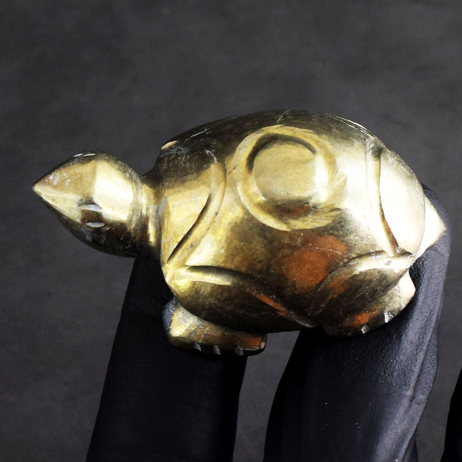 Exclusive 336.00 Cts Genuine Pyrite Gemstone Hand Carved Premium Turtle Crystal