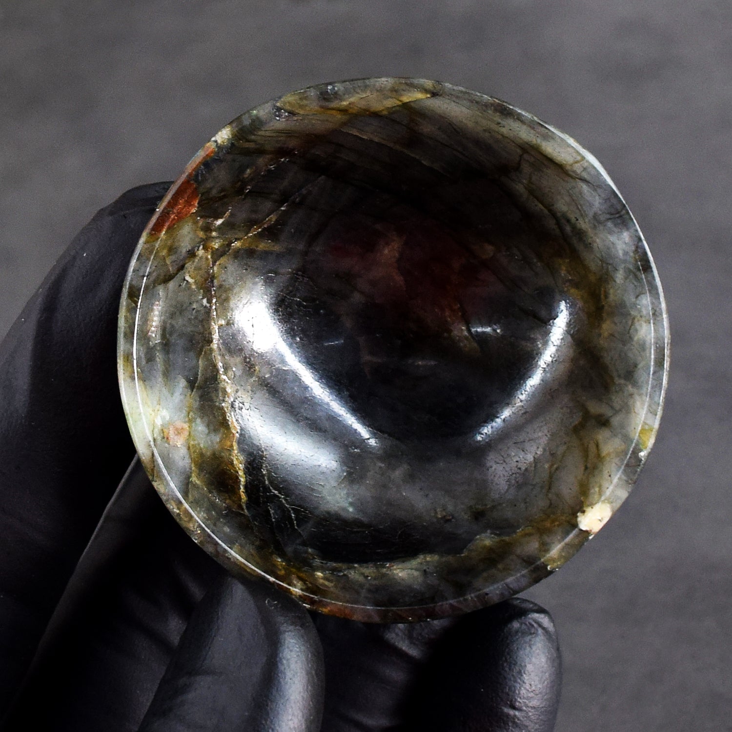 Amazing 136.00 Carats Genuine Labradorite Hand Carved  Crystal Gemstone Carving Bowl