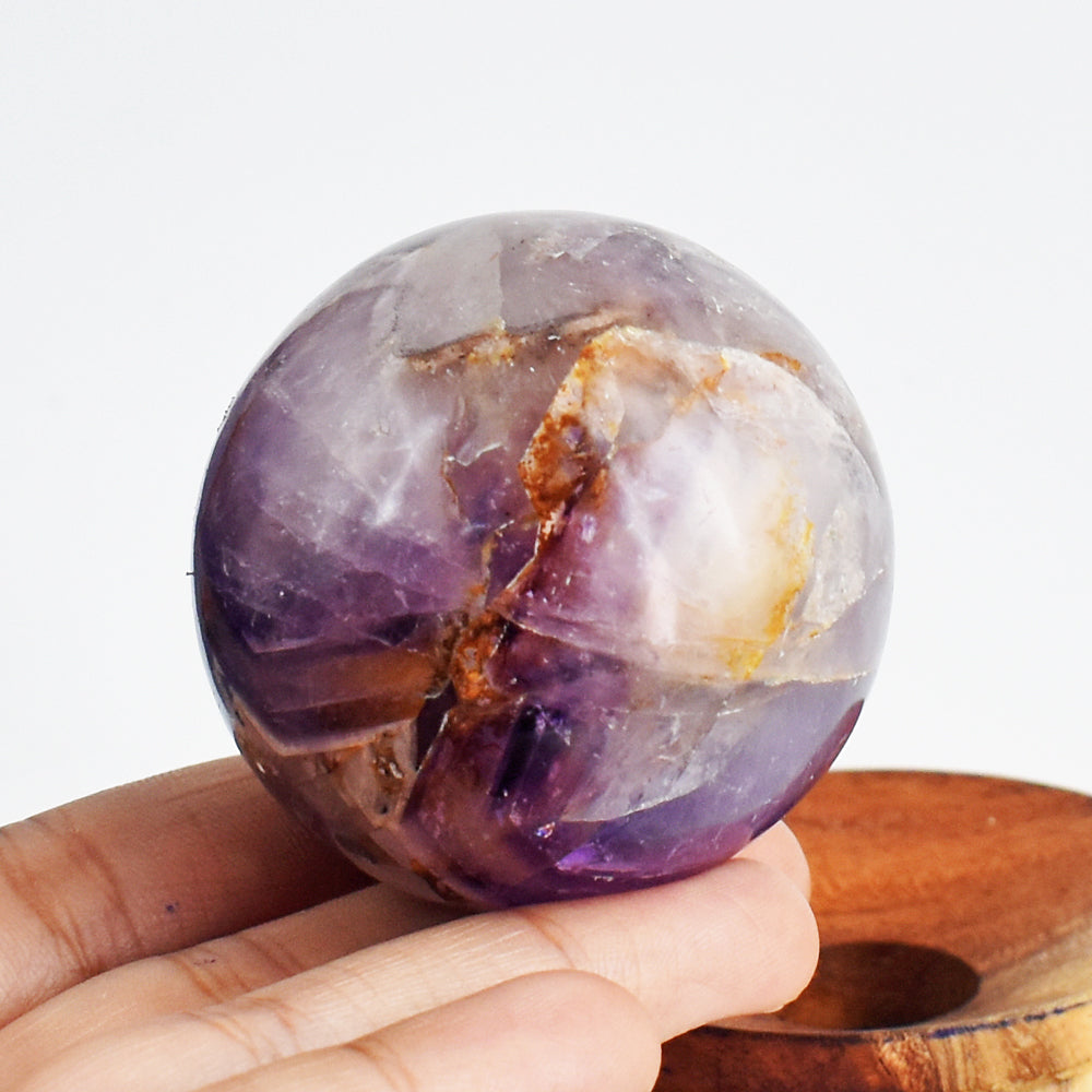 Amazing  831.00 Carats  Genuine Chevron Amethyst  Hand  Carved Crystal  Healing  Sphere