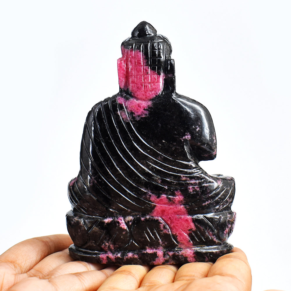 Beautiful 2171.00 Cts Genuine Rhodonite Hand Carved Crystal Gemstone Carving Lord Buddha