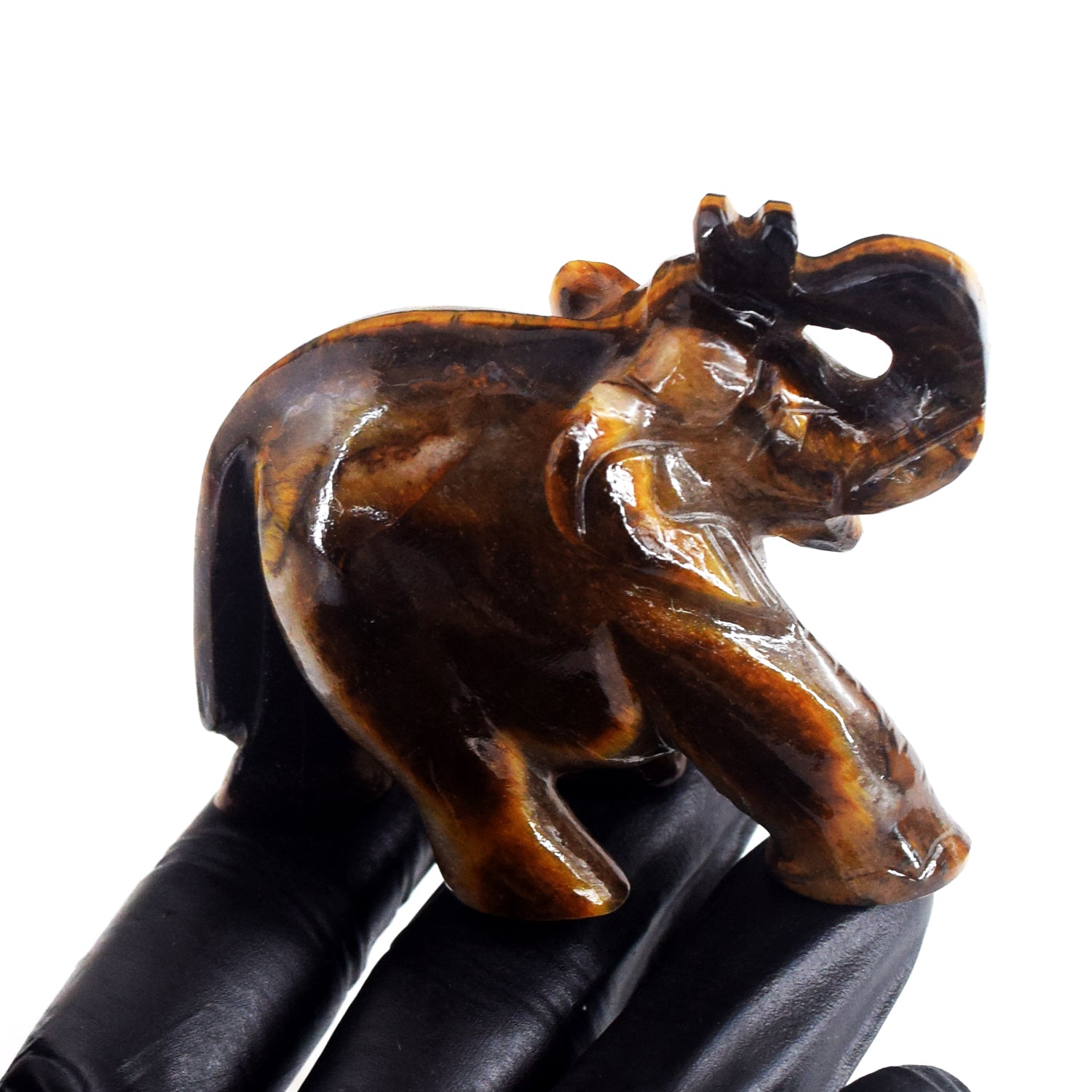 Top Best 553.00 Cts Genuine Golden Tiger Eye Crystal Carved Premium Elephant