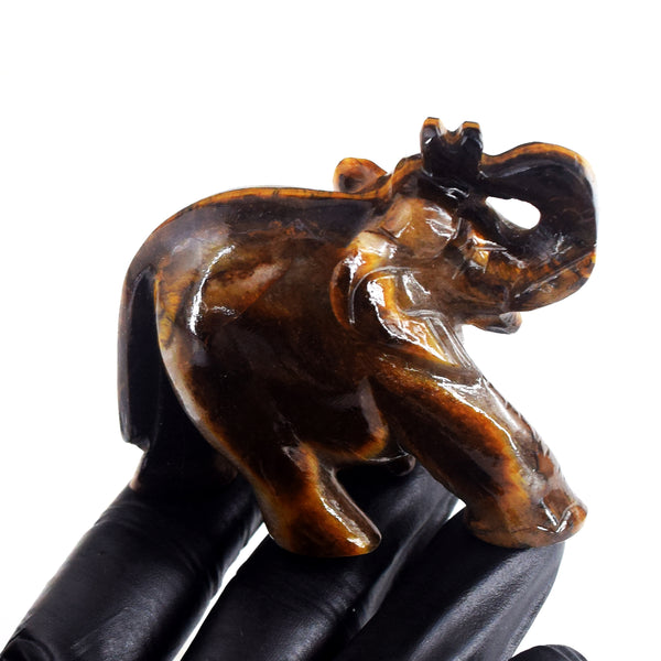 Top Best 553.00 Cts Genuine Golden Tiger Eye Crystal Carved Premium Elephant
