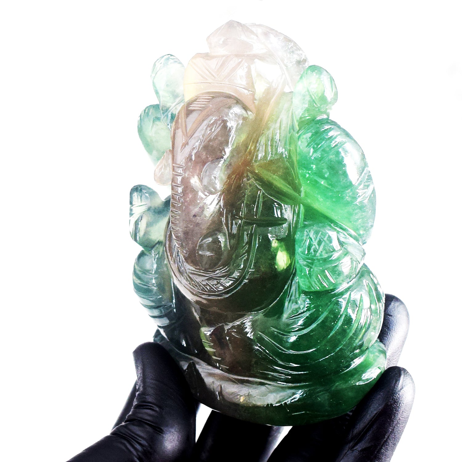 Miraculous 2218.00 Cts Genuine Multicolor Fluorite Hand Carved Premium Lord Ganesha Crystal