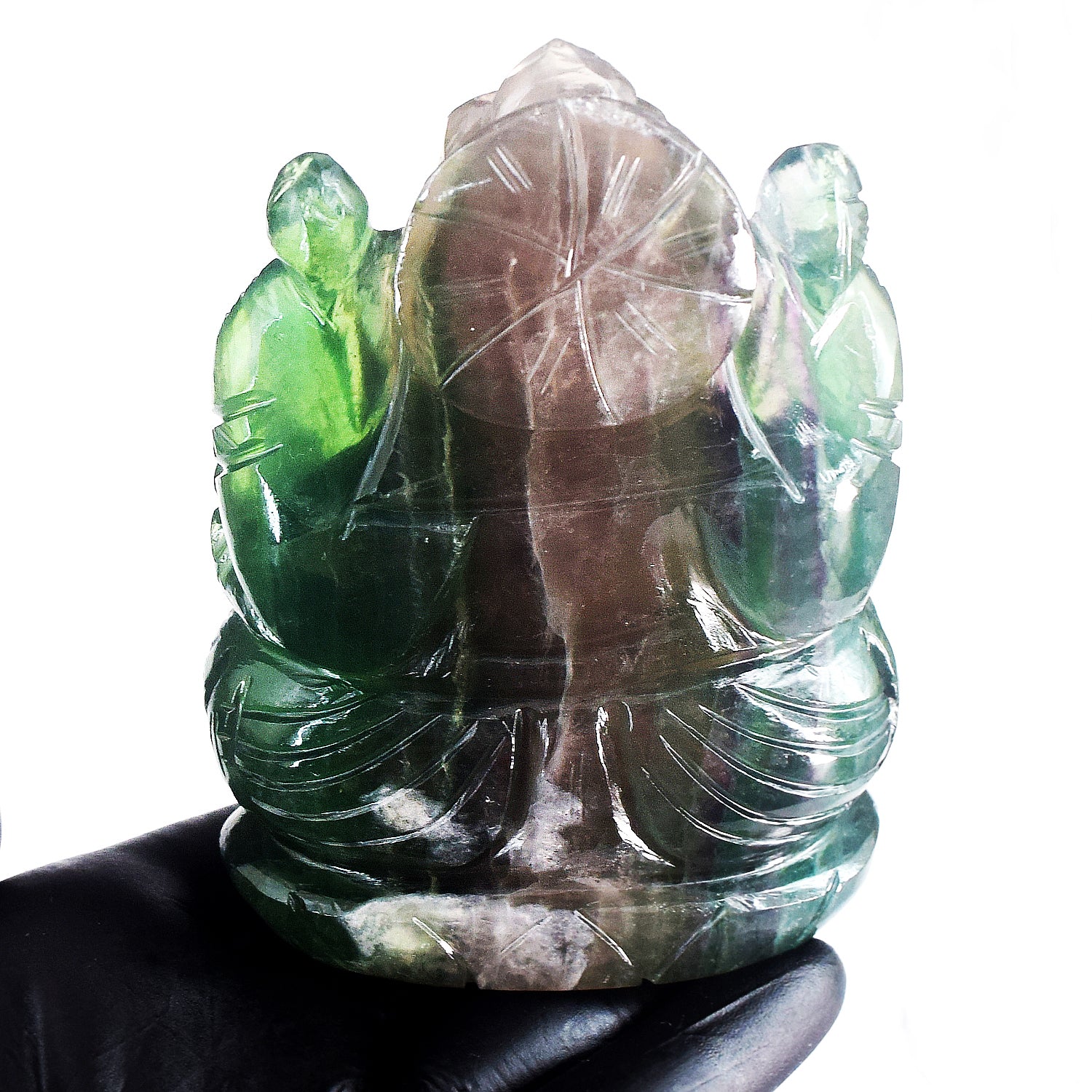 Miraculous 2218.00 Cts Genuine Multicolor Fluorite Hand Carved Premium Lord Ganesha Crystal