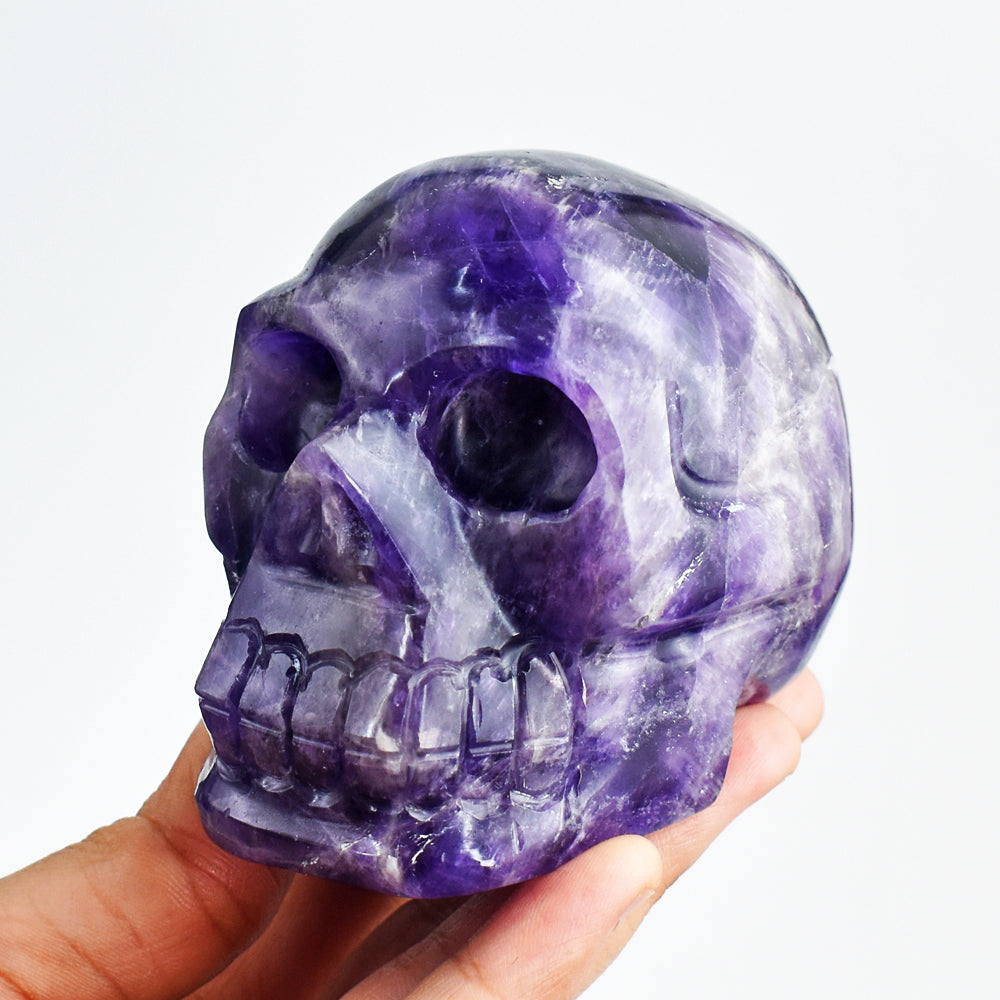 Beautiful 2191.00 Carats  Genuine Purple Amethyst Hand Carved Crystal Skull  Gemstone  Carving