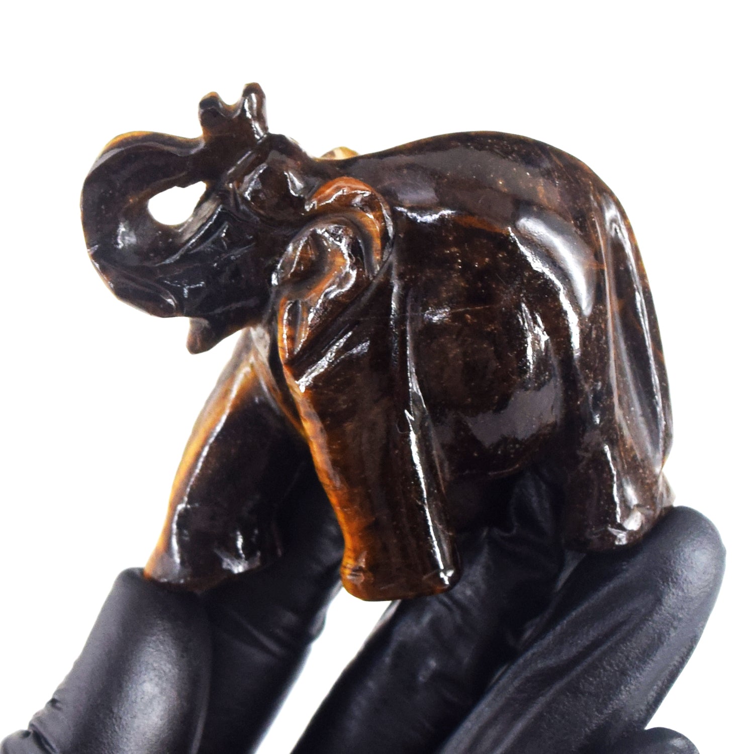 Top Best 553.00 Cts Genuine Golden Tiger Eye Crystal Carved Premium Elephant