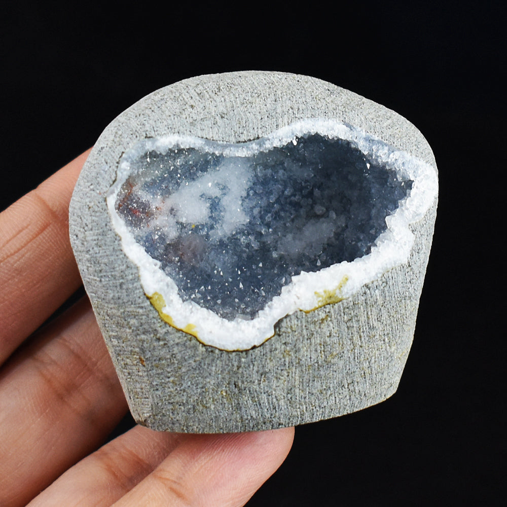 Artisian 675.00 Cts Genuine Chalcedony With MM Quartz Crystal Specimen Gemstone