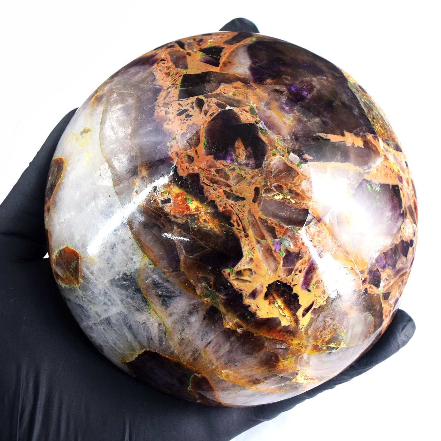 Unexpected 1093.00 Carats Genuine Chevron Amethyst Hand Carved Crystal Gemstone Carving Big Bowl
