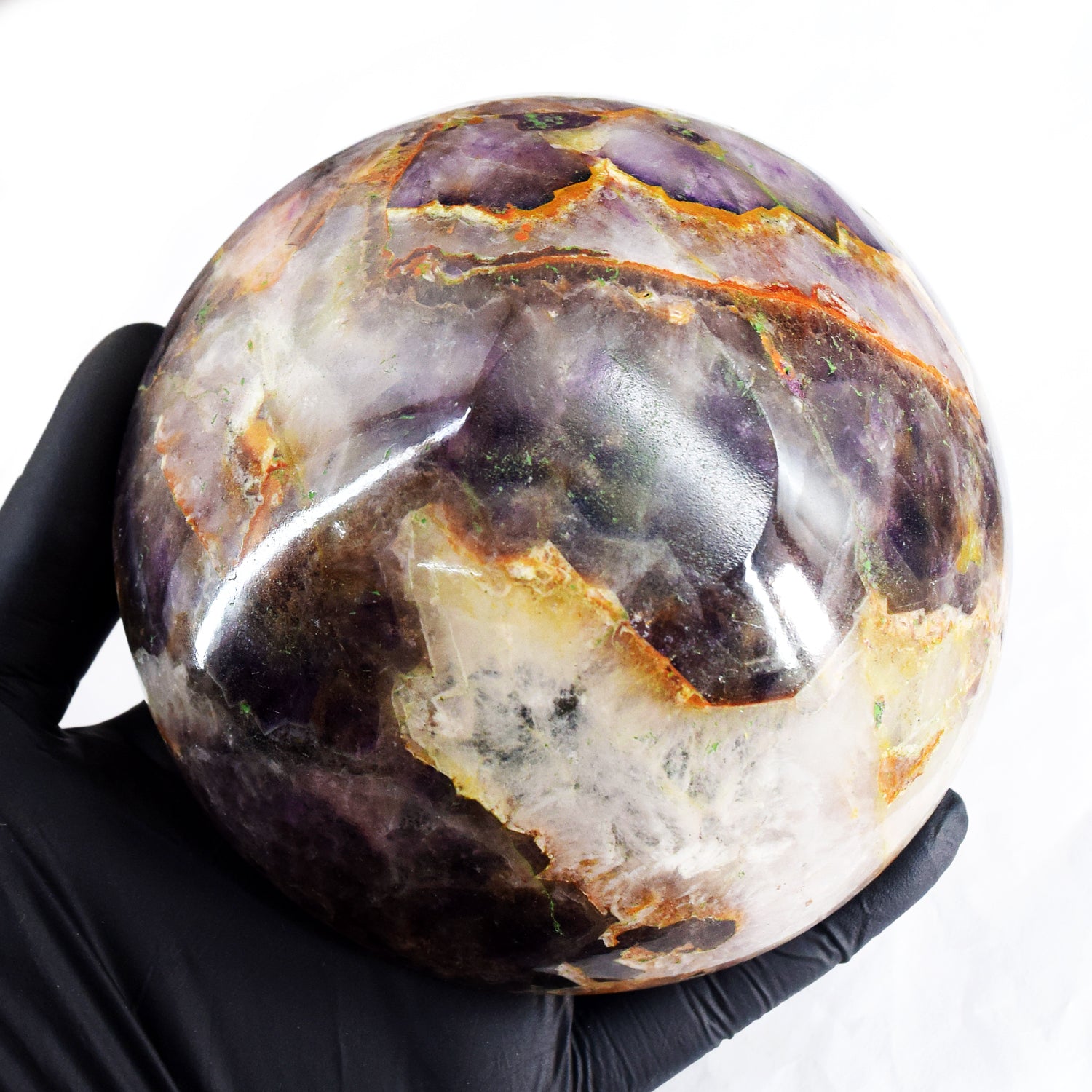 Stunning 1127.00 Carats Genuine Chevron Amethyst Hand Carved Crystal Gemstone Carving Big Bowl