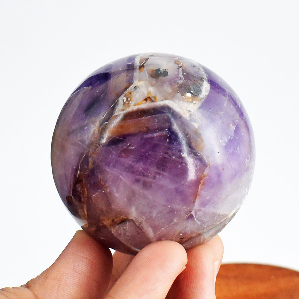 Amazing  831.00 Carats  Genuine Chevron Amethyst  Hand  Carved Crystal  Healing  Sphere