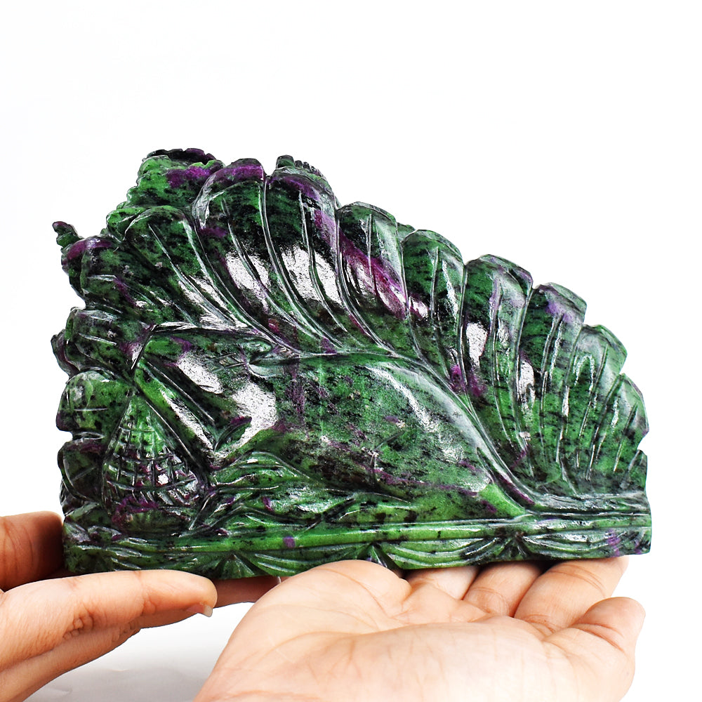 Amazing 7950.00 Cts Genuine Ruby Zoisite Hand Carved Crystal Gemstone Lord Ganesha Carving