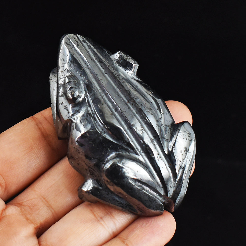Stunning  898.00 Carats  Genuine  Hematite Hand  Carved Crystal  Gemstone  Carving  Frog