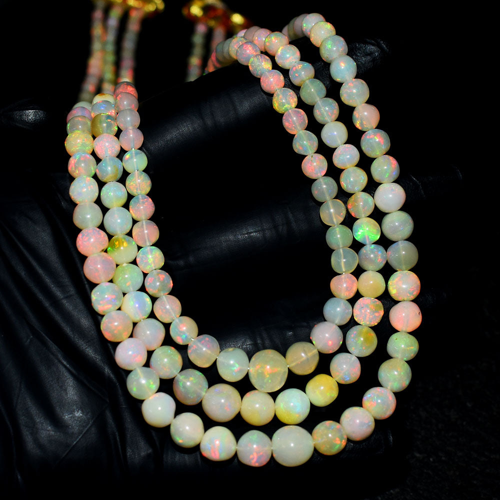 Mega Sale - 100% Stunning 187.00 Cts Genuine Ethiopian Opal Beads Necklace