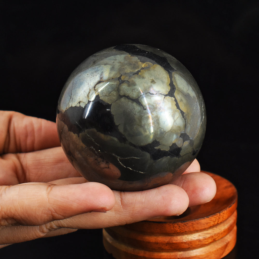 Amazing 2009.00 Cts  Golden Pyrite Round Carved Reiki Healing Sphere