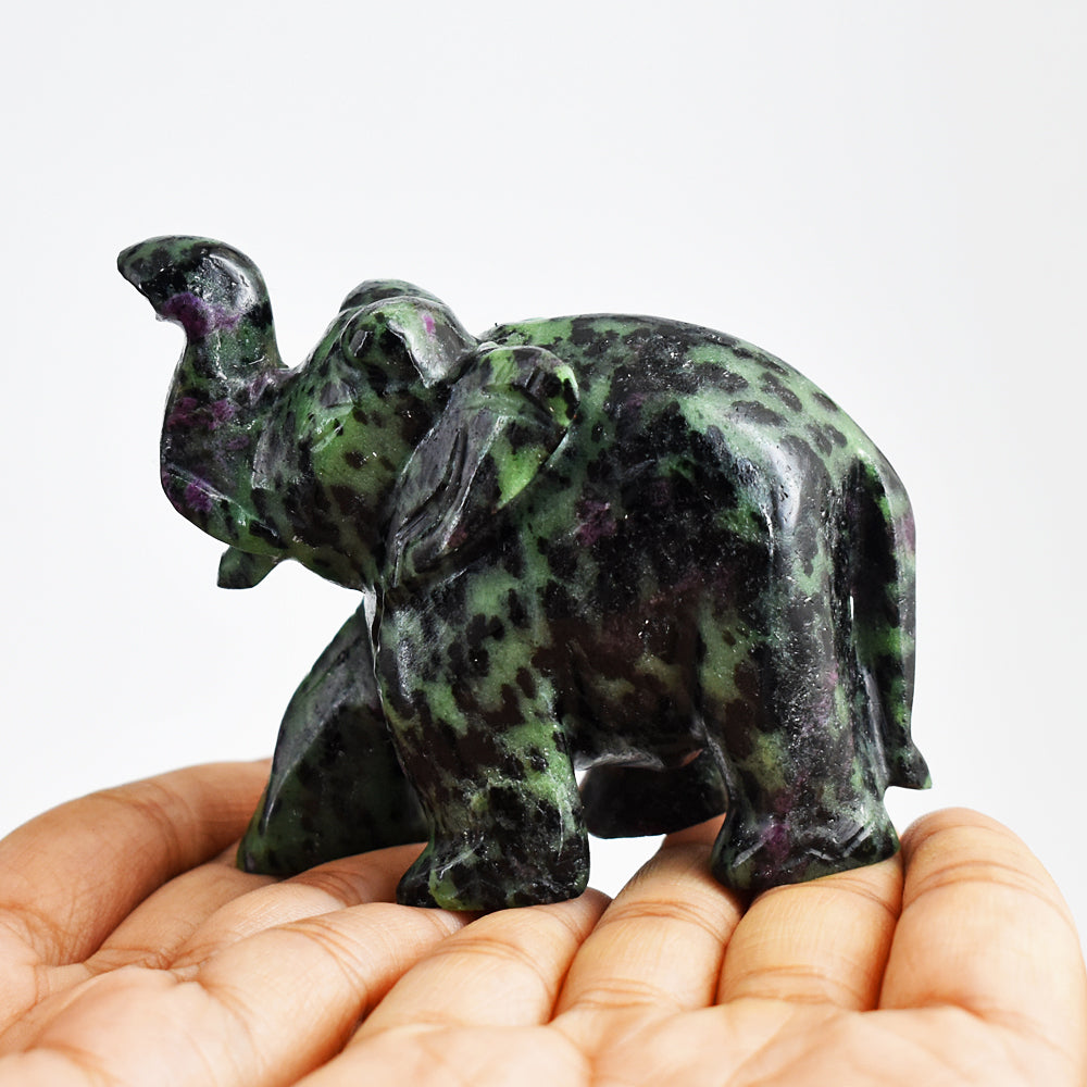 Stunning 1250.00 Cts Genuine Ruby Zoisite Hand Carved Crystal Gemstone Carving Elephant