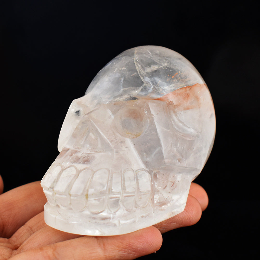 Exclusive 1266.00 Cts  Genuine  White Quartz  Hand Carved  Crystal Skull Gemstone Carving