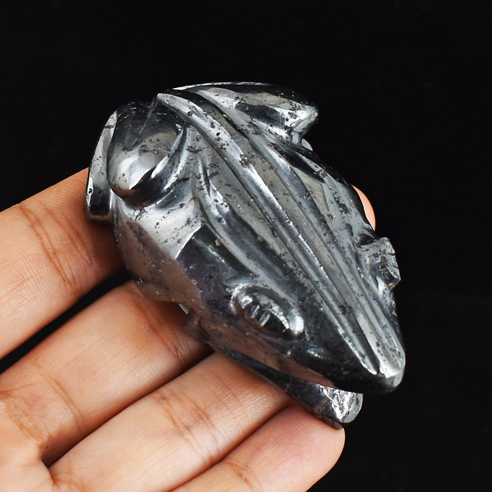 Stunning  898.00 Carats  Genuine  Hematite Hand  Carved Crystal  Gemstone  Carving  Frog