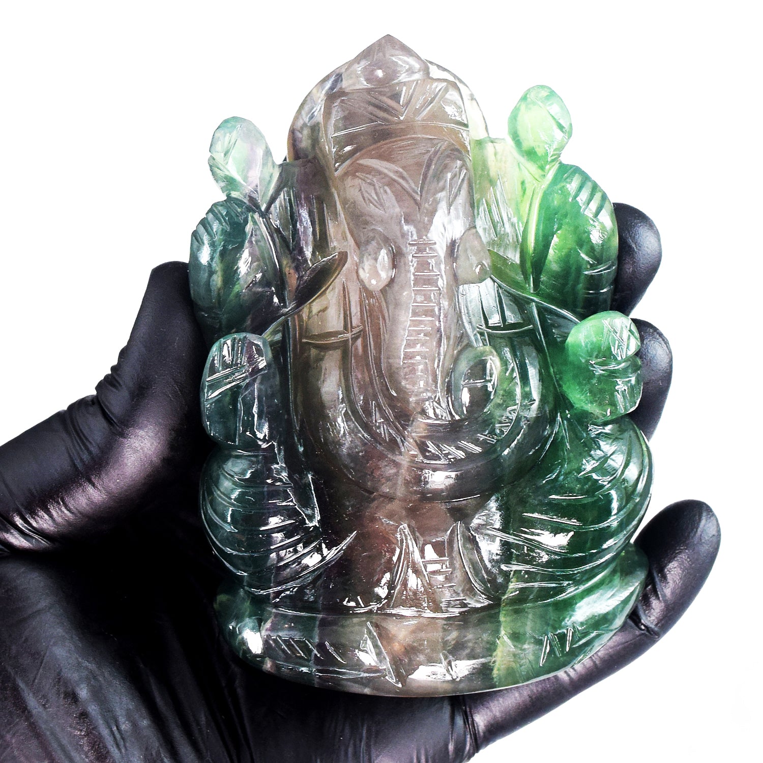 Miraculous 2218.00 Cts Genuine Multicolor Fluorite Hand Carved Premium Lord Ganesha Crystal