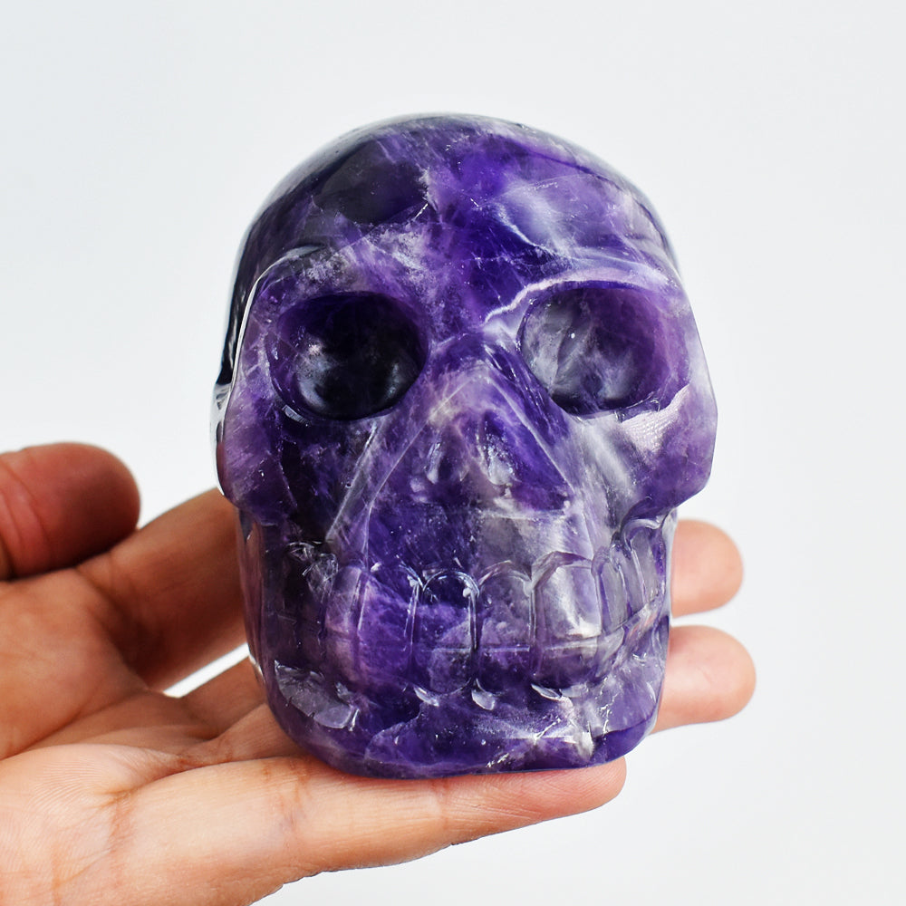 Beautiful 2191.00 Carats  Genuine Purple Amethyst Hand Carved Crystal Skull  Gemstone  Carving