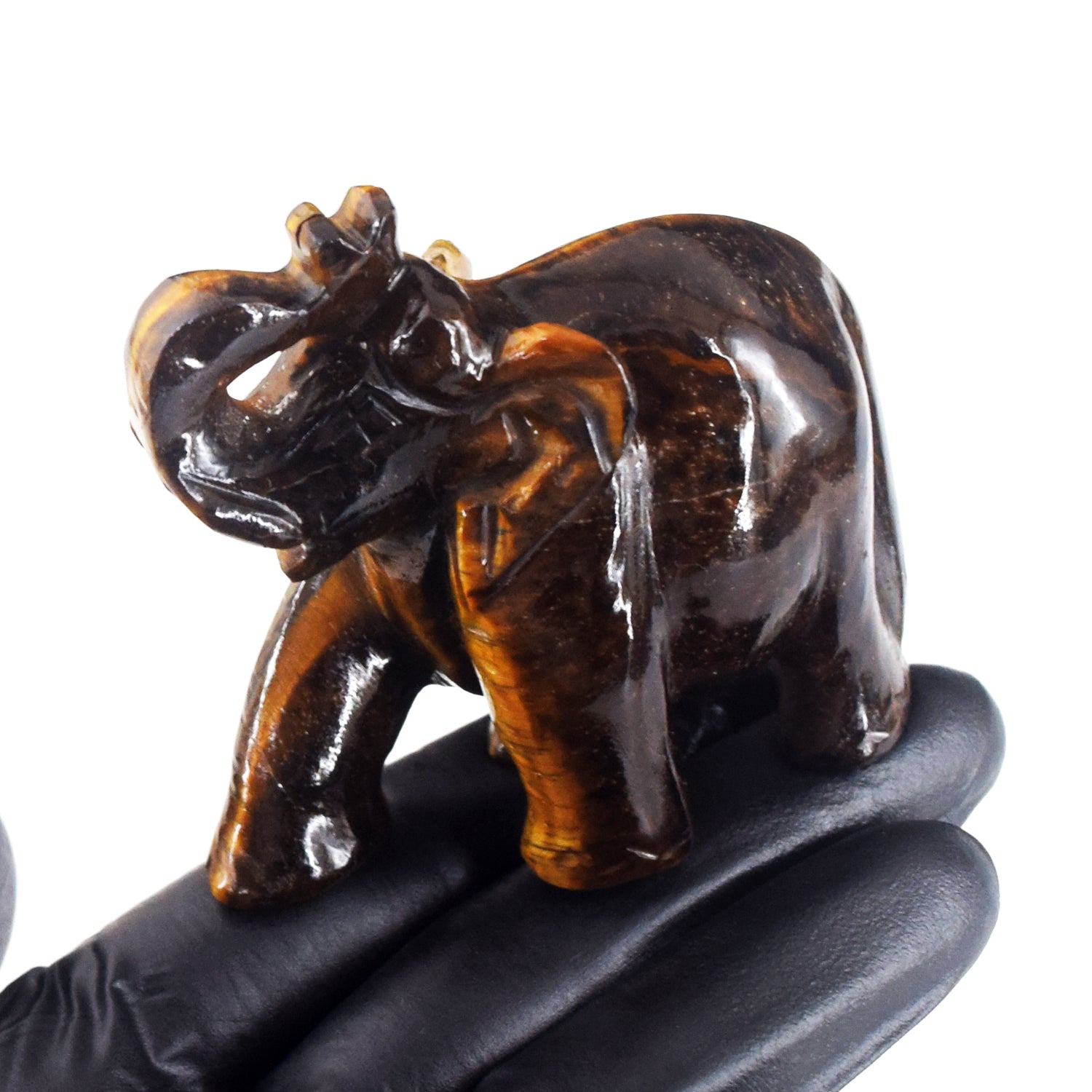 Top Best 553.00 Cts Genuine Golden Tiger Eye Crystal Carved Premium Elephant