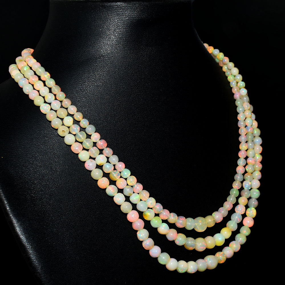 Mega Sale - 100% Stunning 187.00 Cts Genuine Ethiopian Opal Beads Necklace