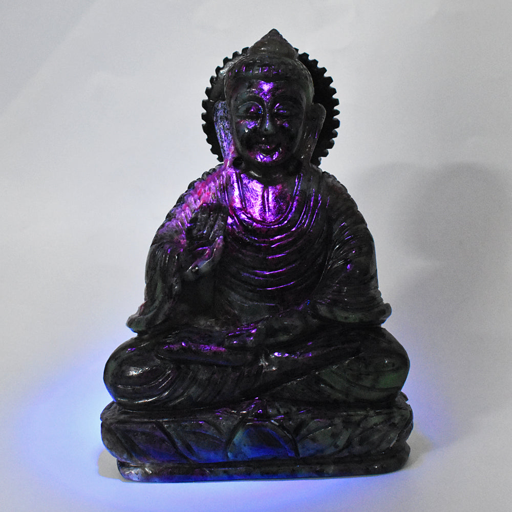 Awesome  5437.00  Cts Ruby Zoisite Hand Carved Crystal Idol Lord Buddha Statue Gemstone Carving