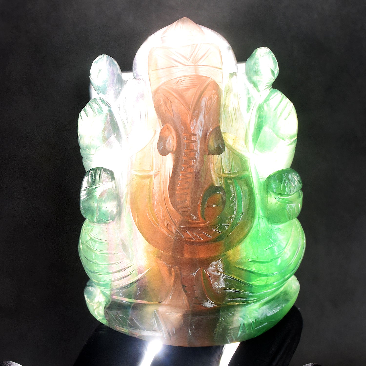 Miraculous 2218.00 Cts Genuine Multicolor Fluorite Hand Carved Premium Lord Ganesha Crystal