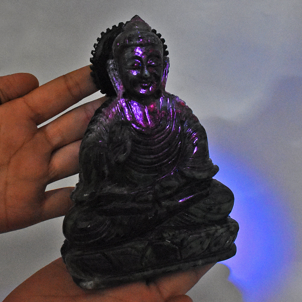 Awesome  5437.00  Cts Ruby Zoisite Hand Carved Crystal Idol Lord Buddha Statue Gemstone Carving