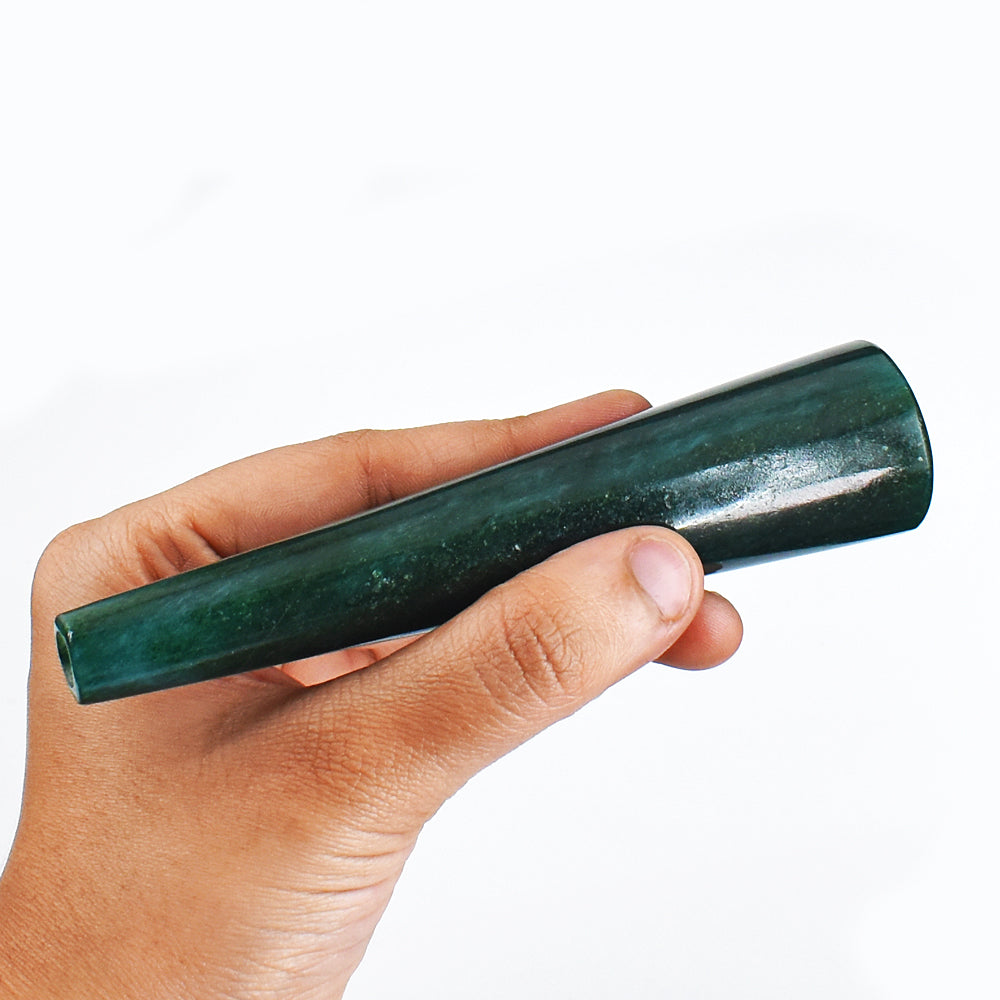 Craftsmen  535.00 Cts Genuine Green Jade  Hand Carved Crystal Gemstone Carving Smoking Pipe