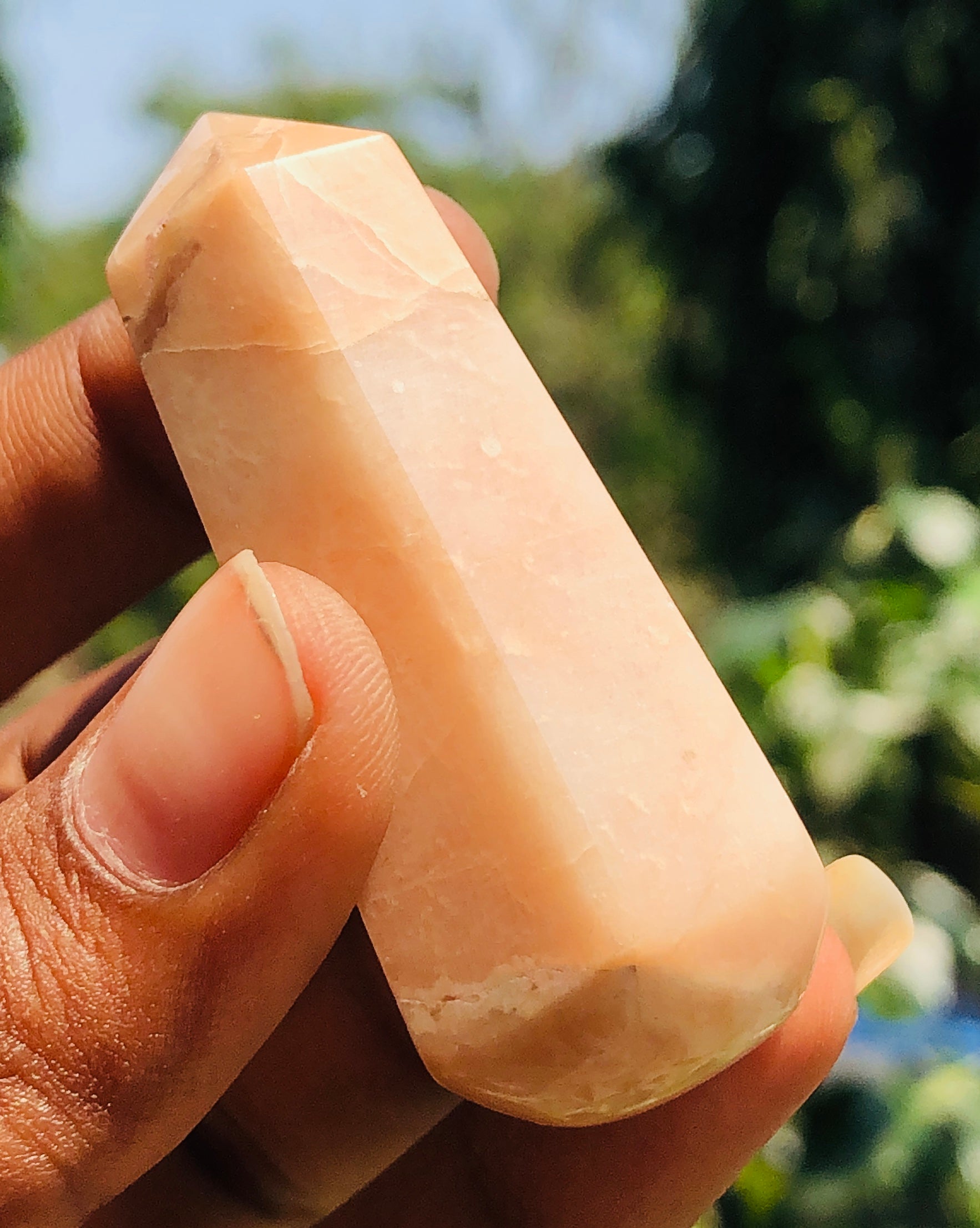 Exquisite 179.00 Carats Genuine Peach Moonstone Crystal Gemstone Healing Point