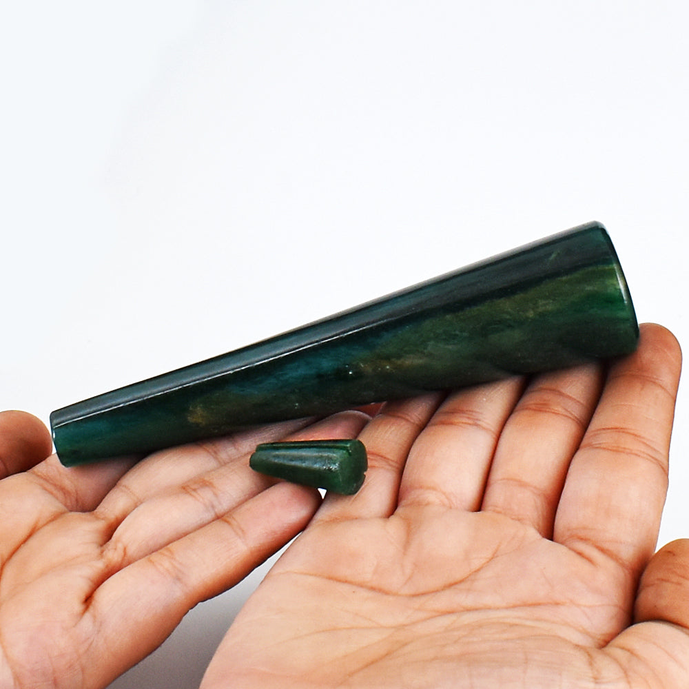 Craftsmen  535.00 Cts Genuine Green Jade  Hand Carved Crystal Gemstone Carving Smoking Pipe