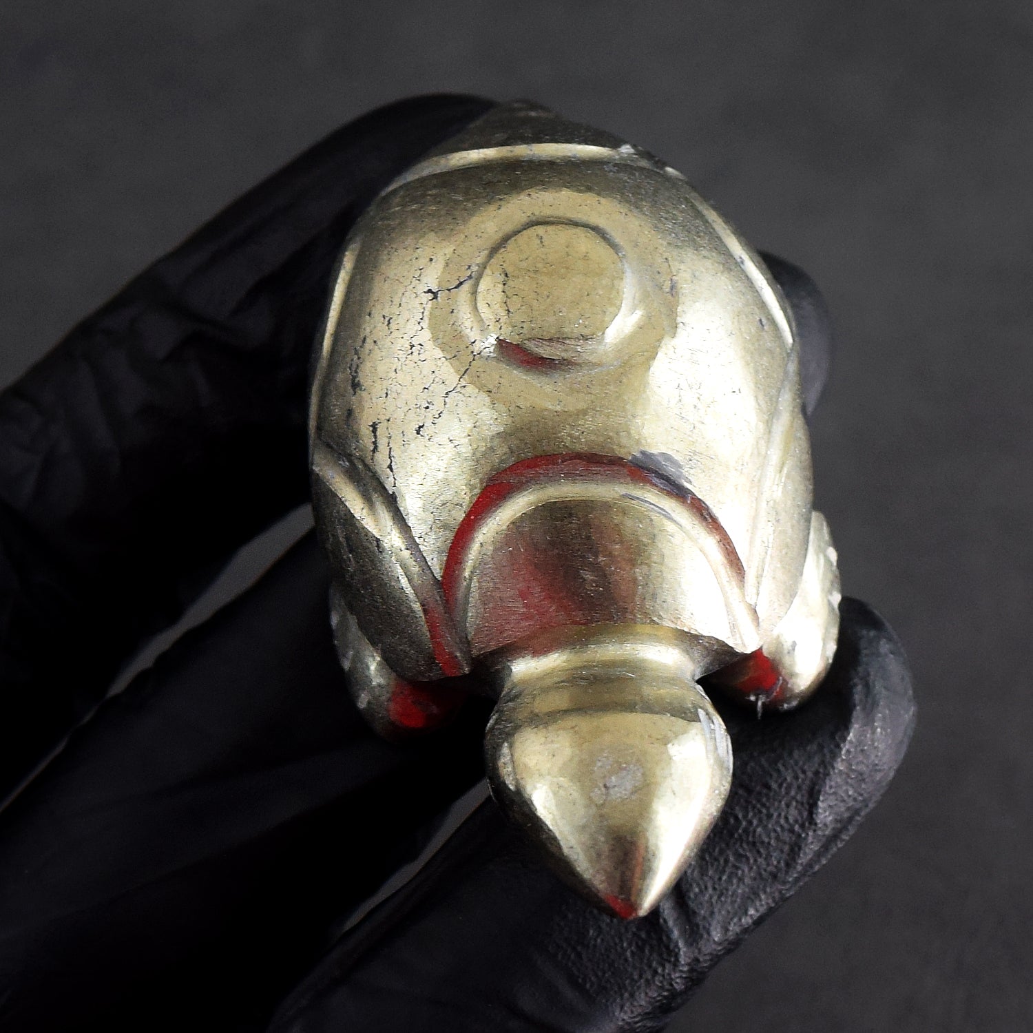 Awesome 348.00 Cts Genuine Golden Pyrite Hand Carved Premium Turtle Crystal