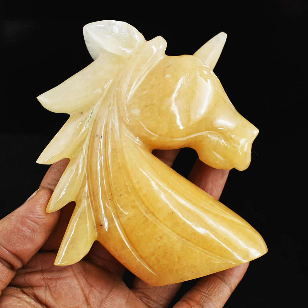 Amazing  1220.00 Cts Genuine Aventurine Hand Carved Crystal Gemstone Carving Unicorn Head