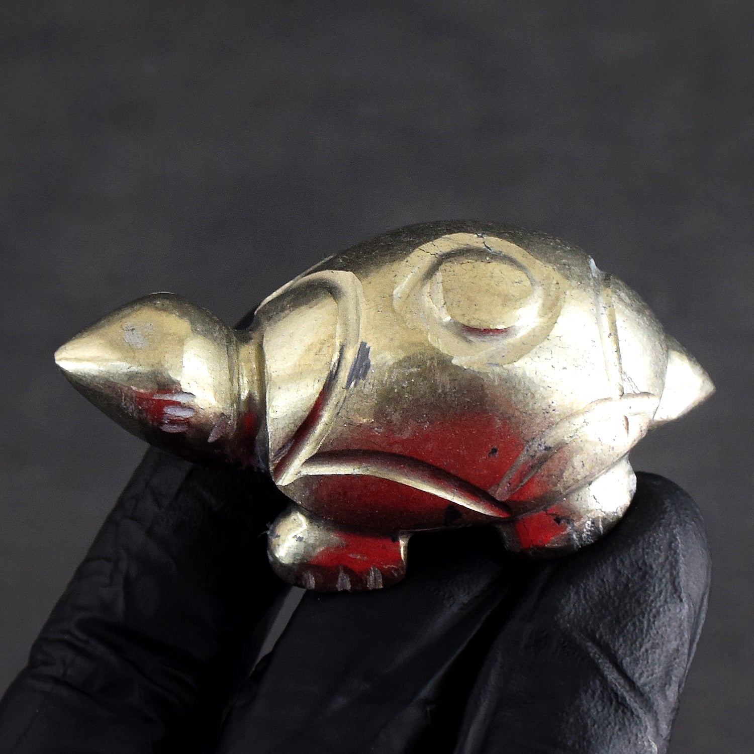 Awesome 348.00 Cts Genuine Golden Pyrite Hand Carved Premium Turtle Crystal