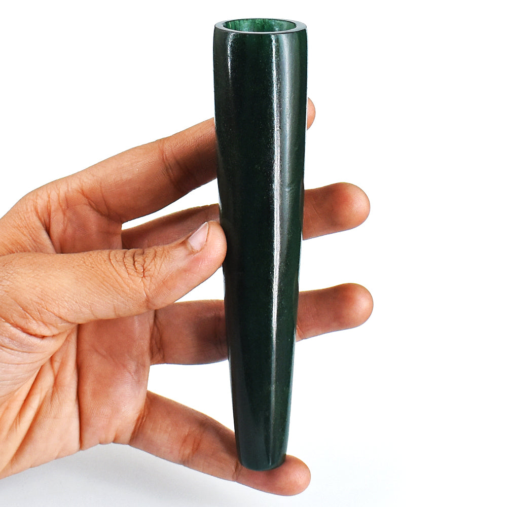 Exclusive  591.00 Cts  Genuine Green  Jade  Hand Carved Crystal Gemstone Carving Smoking Pipe