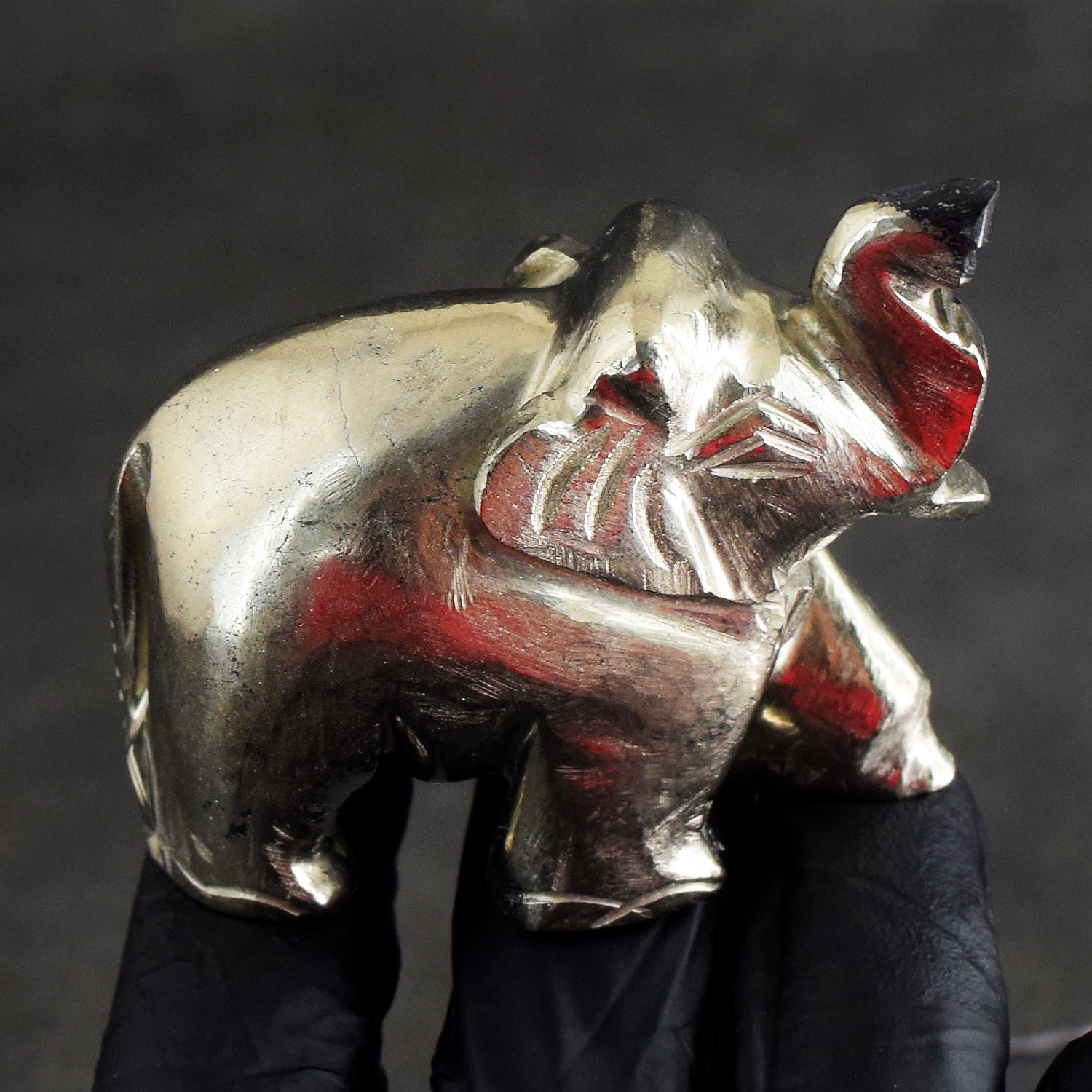 Gorgeous 789.00 Cts Genuine Golden Pyrite Hand Carved Premium Elephant Crystal