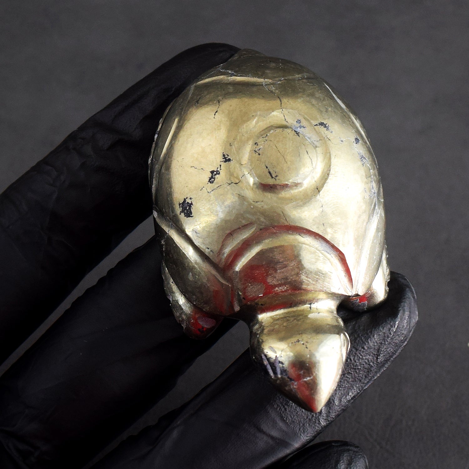 Impressive 488.00 Cts Genuine Golden Pyrite Hand Carved Premium Crystal Turtle