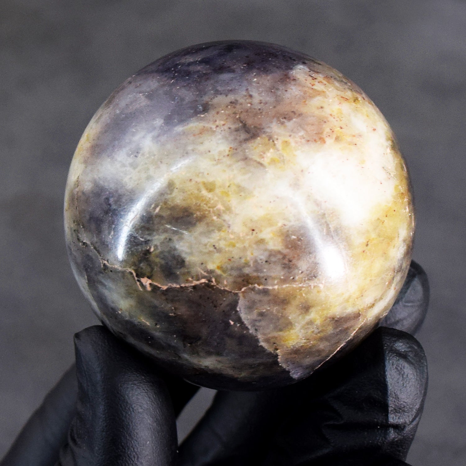 Artisian 752.00 Carats  Genuine  Blue  Iolite  Hand Carved Crystal  Healing  Gemstone  Sphere